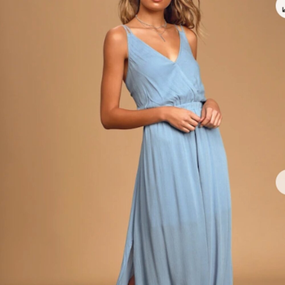 Lulus Lost in Paradise Slate Blue Maxi Dress